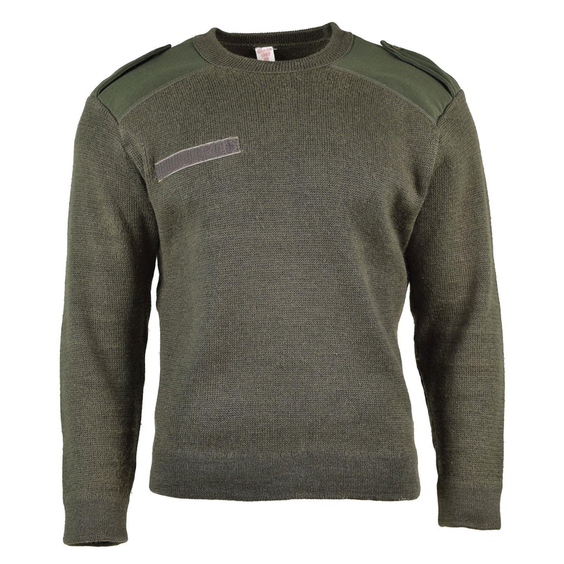Äkta franska arméns pullover olivkommando jumper militär tröja rund hals