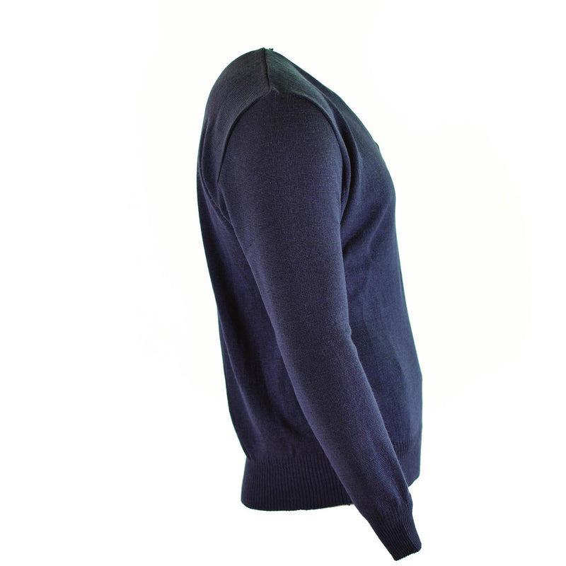 Original tjeckisk armétröja jumper blå ull v-ringning militäröverskott nytt
