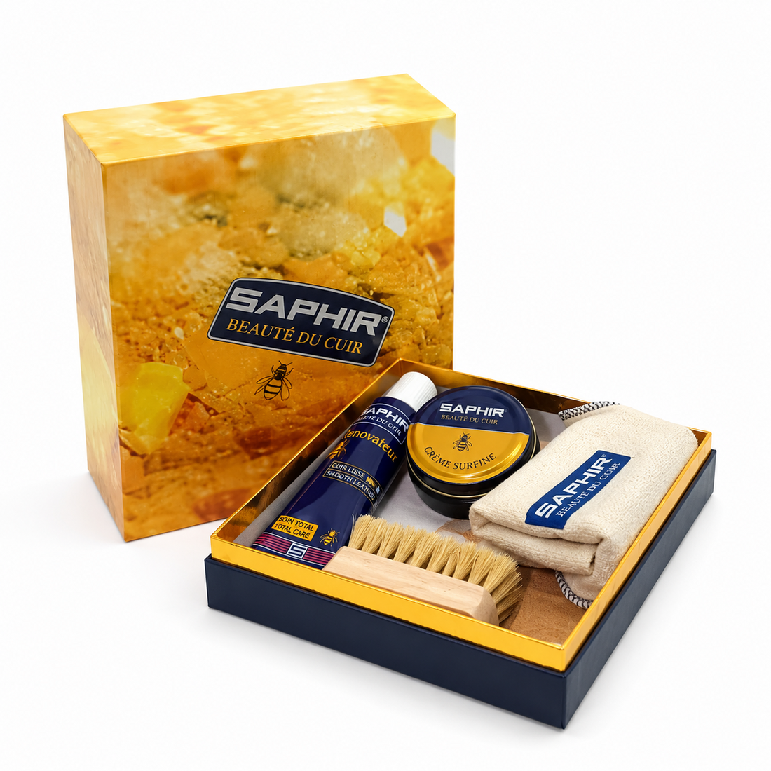 Saphir Box Large Shoe Care Kit Smooth Läder Polish Borste Duk Set