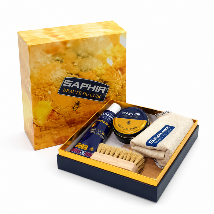 Saphir Box Large Shoe Care Kit Smooth Läder Polish Borste Duk Set
