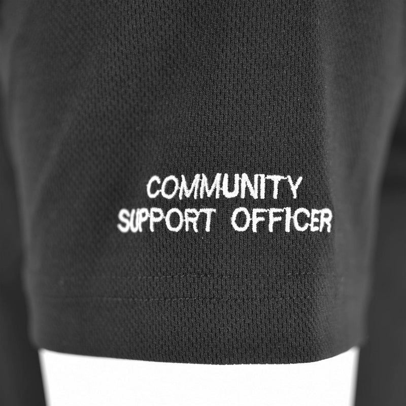 Äkta brittisk polis t-shirt svart andningsbar funktionell främre zip-skyddsskjorta