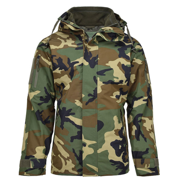 Mil-tec militär stil gen II fodrad vinterjacka skogskamo mjuk skal parka