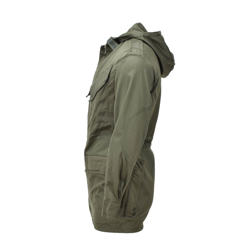 Äkta belgiska militärjacka olivfält trupper bdu hooded parka vintage ny