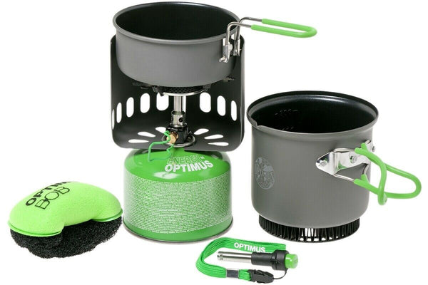 Optimus Electra Fe Cook System Gas Spis Camping Vandring Woods Burner Outdoor Pan