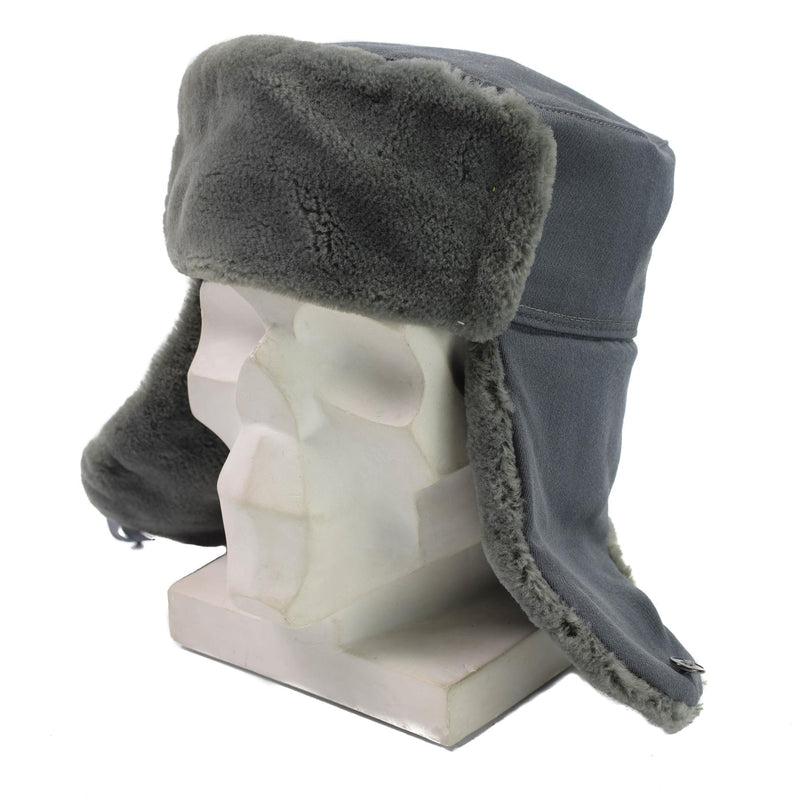 Original East Germany Army Officer Winter Hat Cold Weather Ushanka Faux Fur New