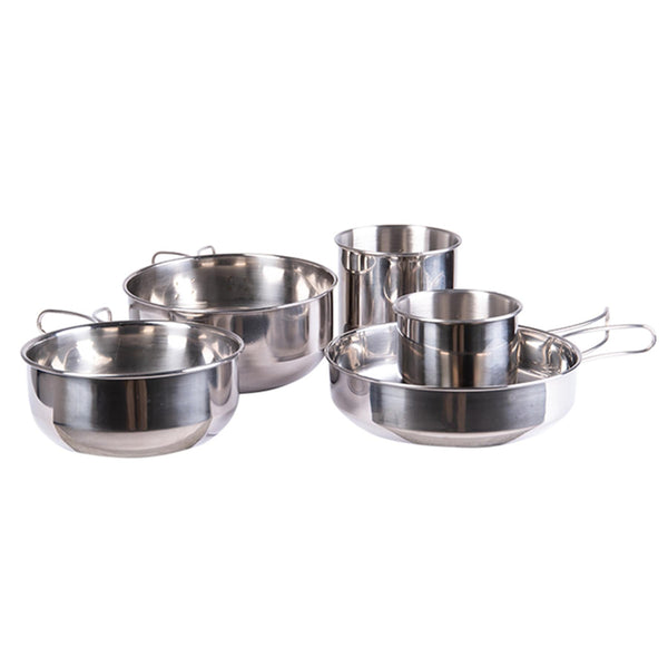 Mil-Tec Cooking Set rostfritt stål 5 stycken Köksredskap camping utomhusredskap