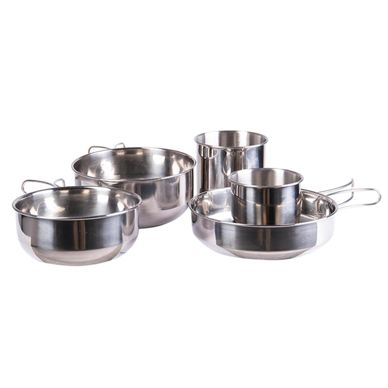 Mil-Tec Cooking Set rostfritt stål 5 stycken Köksredskap camping utomhusredskap