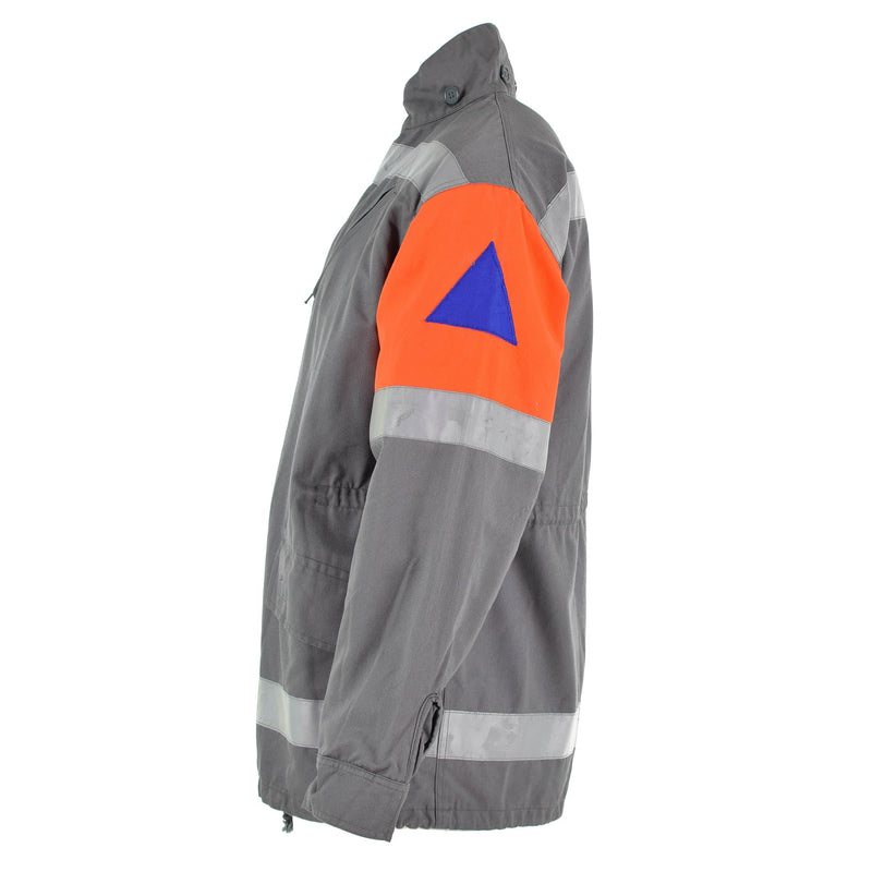 Original tjeckisk arméjacka CZ Civil Defense Grey Field Surplus Reflective Band