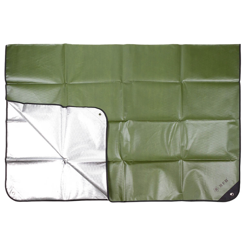 MFH Emergency Tarp 210 x 150 cm Aluminiumbelagd campingunderlag OD Grön