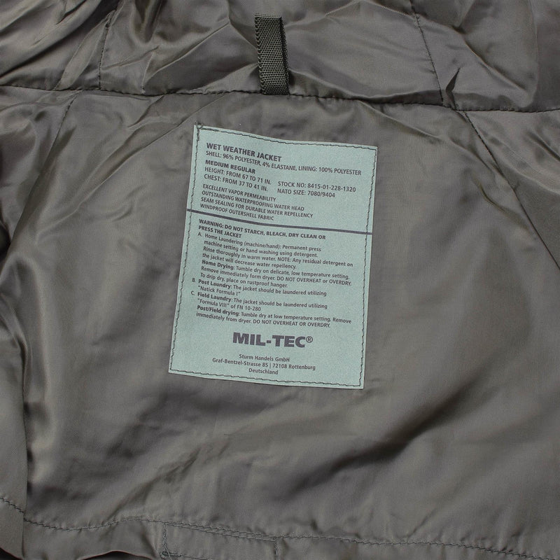 Mil-tec militär stil jacka våt väder skog 3 lager vindtät goretex ny