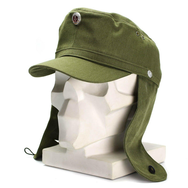 Original östtysk NVA Army Earflaps Cap M-43 Style Hat W Metal Badge
