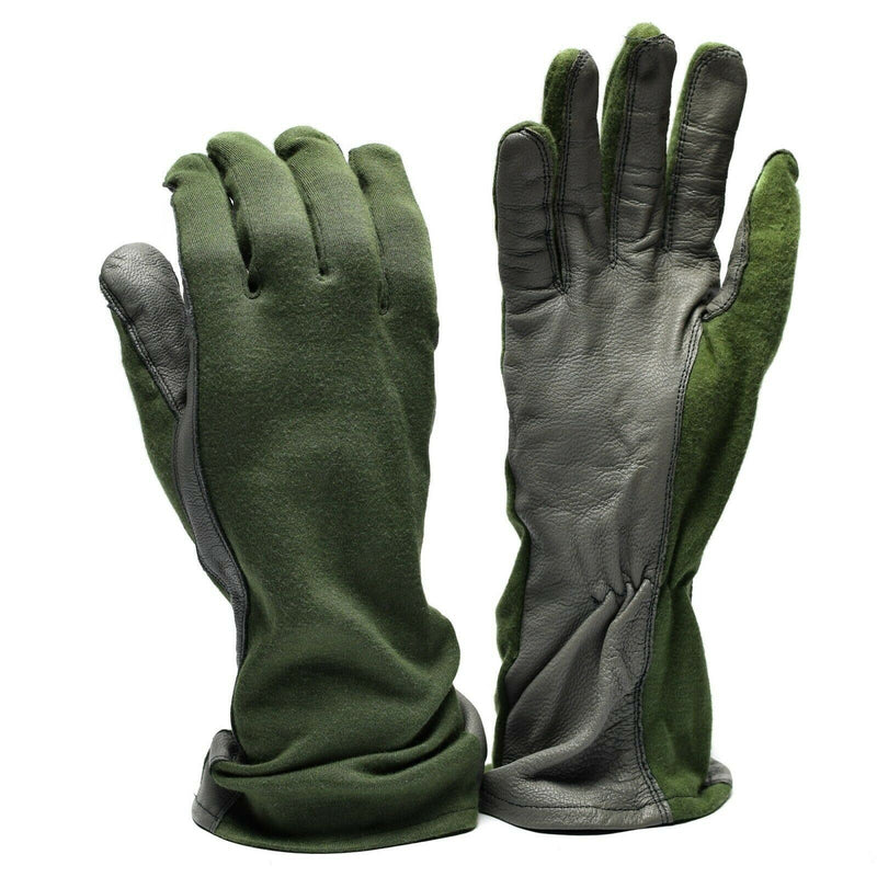 Äkta holländska arméstridshandskar läder aramid fiber luftstyrka militär nomex od