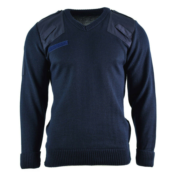 Original British Army Police Pullover Commando Jumper Blue V-hals tröja