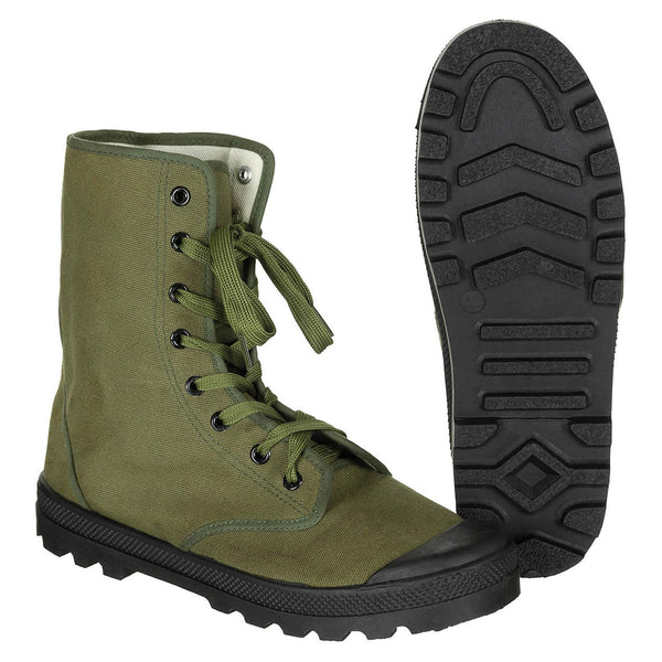 Original franska militära kommandoskor förstärkta klackar vintage oliv