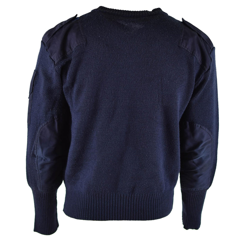 Original British Defense Service Pullover Commando Jumper Blue V-hals tröja