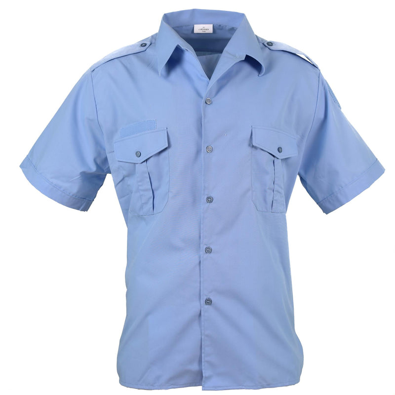 Äkta fransk militärpolis Blue Cotton Short Sleeve Shirt Gendarme New