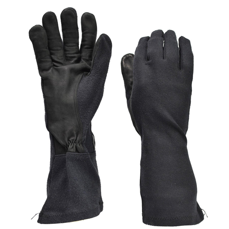 Original Tyskland armé långa handskar svart aramid värmebeständigt taktiskt överskott