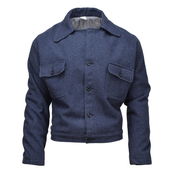 Original italiensk armé vintage ike jacka ullblus klänning jacka enhetlig blå