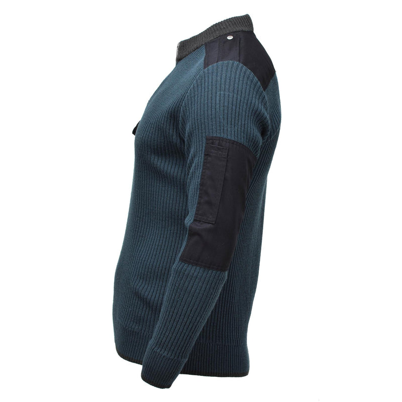 Äkta holländska militära pullover rib stickade kallt väder blå aktivt tröja tröja