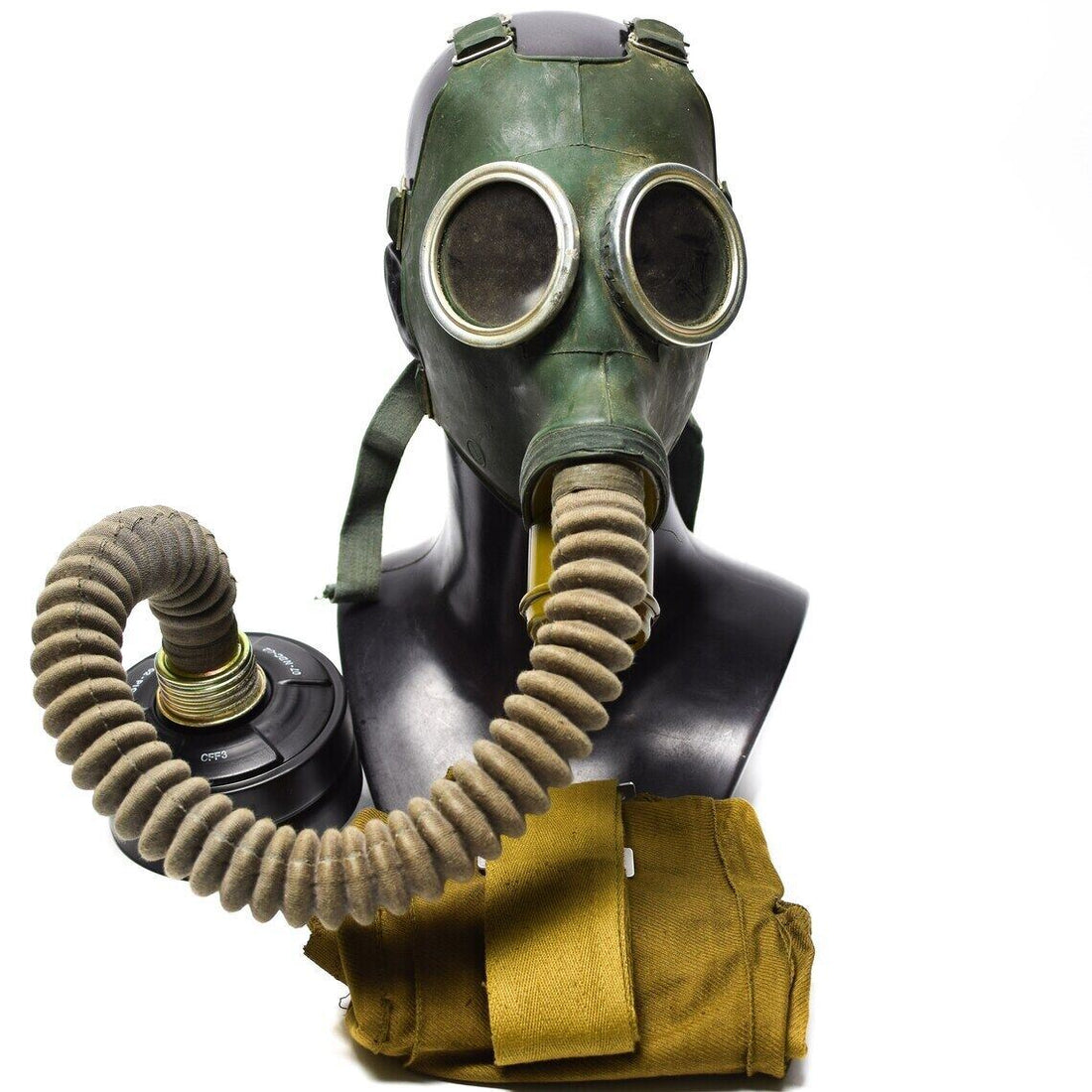 Original sovjetisk GP-4 gasmask 1960-tals vintage militäröverskottssats grå gummi