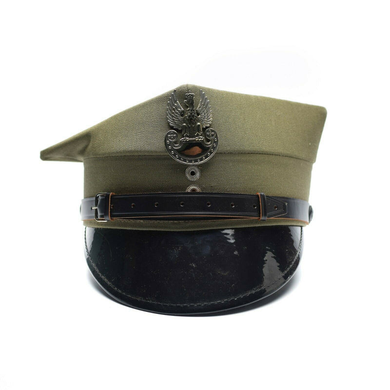 Äkta polska militära visirhat Polen armé officer toppade mössa oliv ny