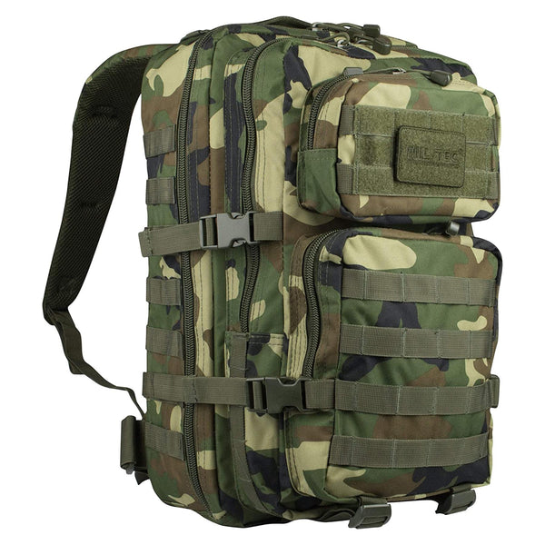 Mil-Tec U.S. Assault Trekking Rucksack 36L ryggsäck Woodland Camo Vandring Daypack