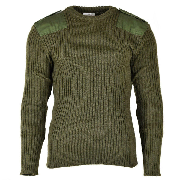 Original Belgisk armétröja Commando Jumper Green Olive Pullover Pure Wool