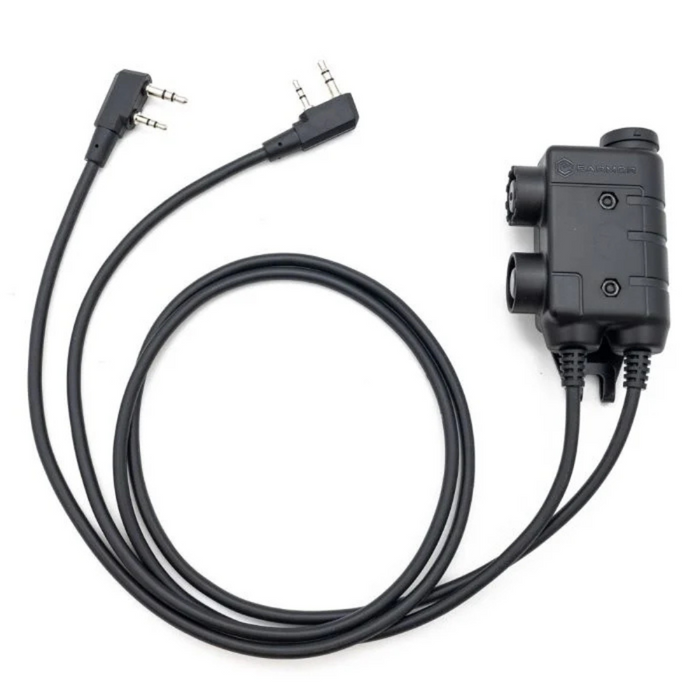 Earmor Dual PTT Adapter Kenwood Baofeng 2 Pin Wired Tactical Headset Svart