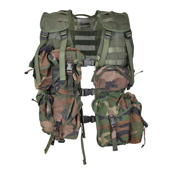 Äkta holländska militärolivväst set 7st Modular Forest Camo Molle Pouches