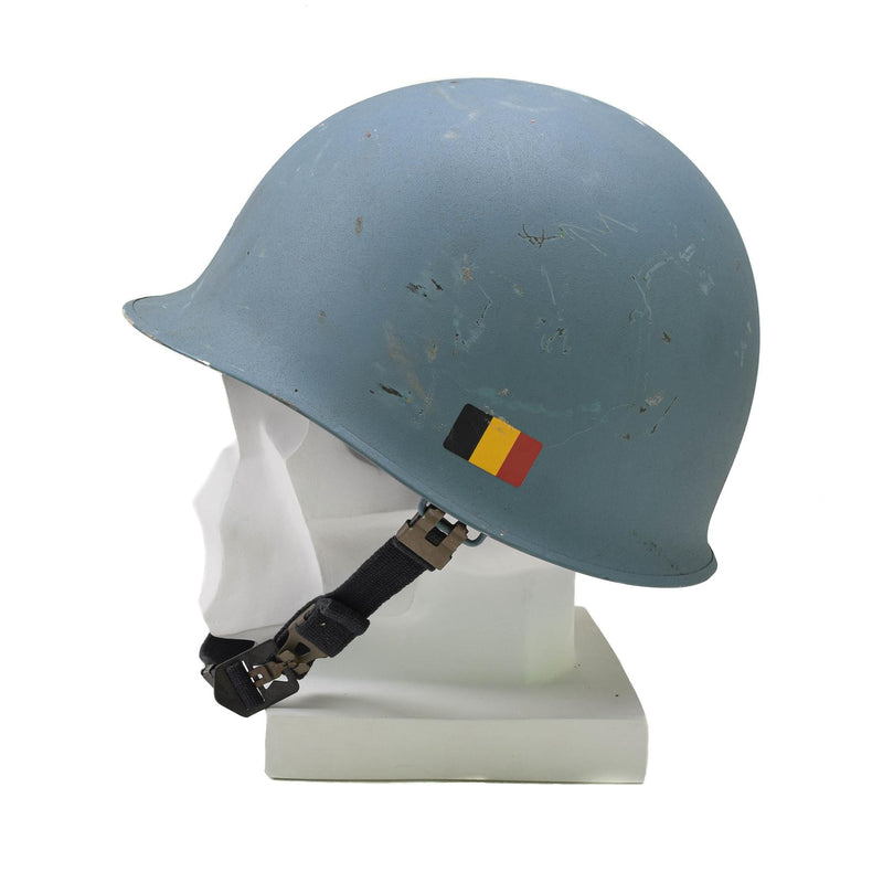 Original militär belgisk stålhjälm M51 Taktisk strid Inre PVC -ljusblå