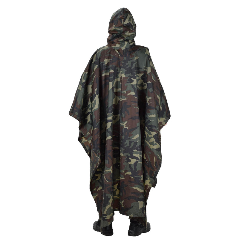 Original turkisk militär kamouflage poncho vattenbeständig ripstop huva armé