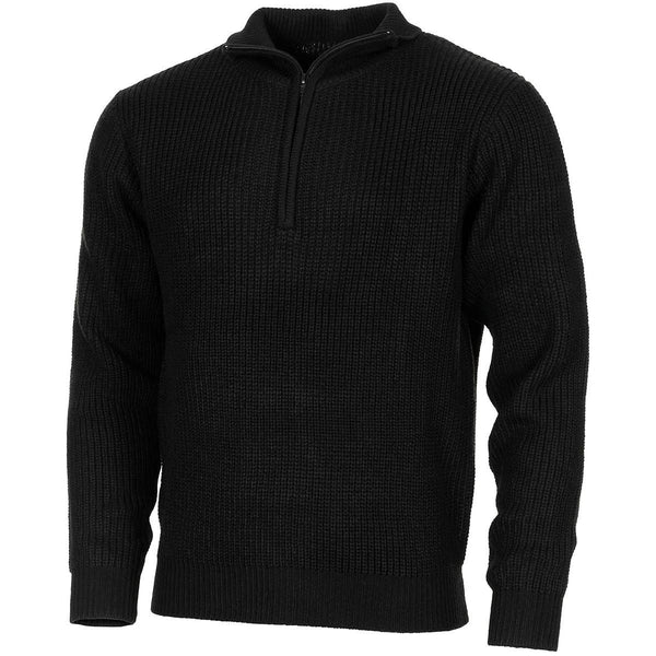 MFH Brand Military Style Troyer Pullover Rib Knit Sweater Quarter Zip Jumper New