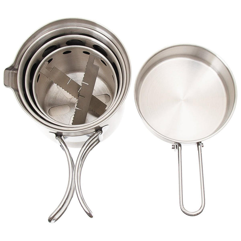 MFH Travel rostfritt stål matlagningsset camping mess kit treking vandring kruka