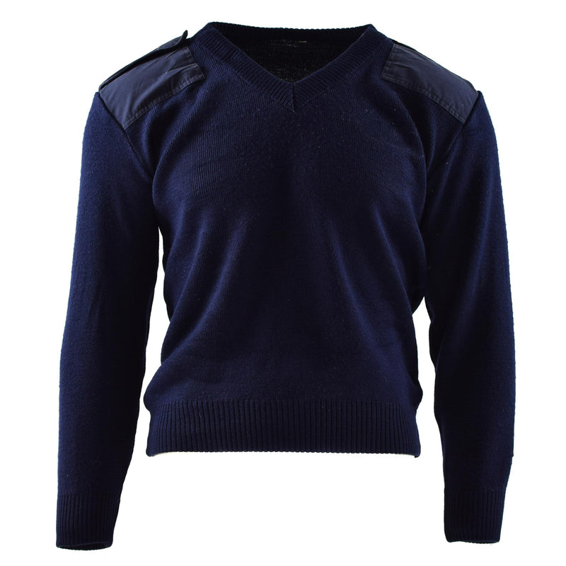 Äkta holländska armétröja blå jumper militär pullover runda nackoffiser