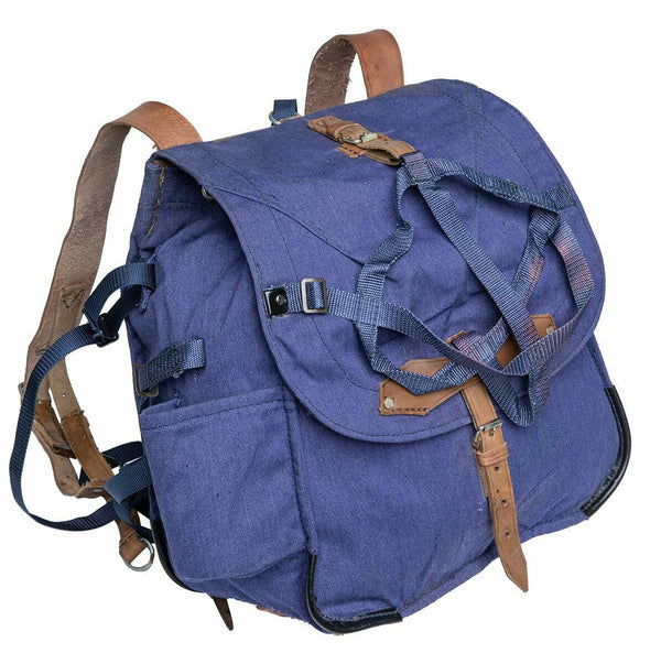 Äkta rumänska armé ryggsäck militäröverskott blå duk haversack väska ny