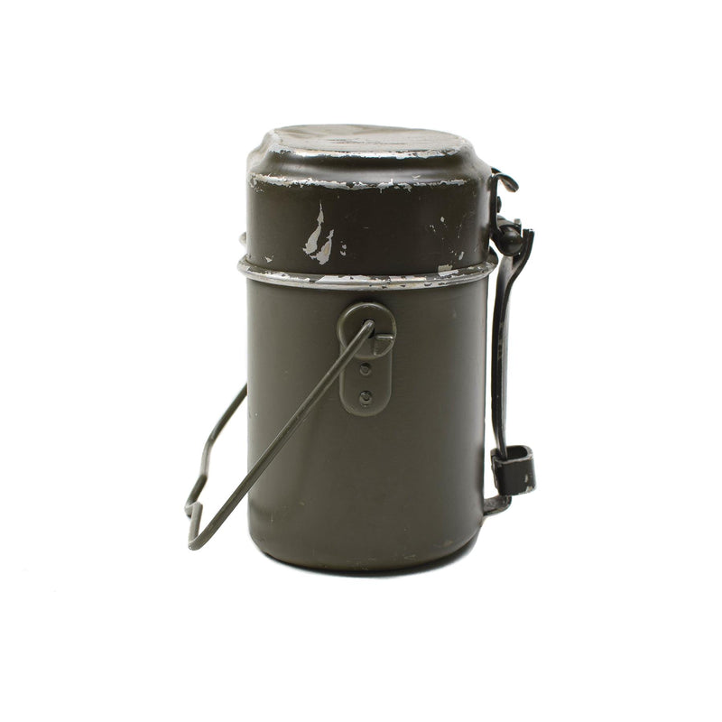 Original Österrikisk militär mess kit aluminium oliv vandring camping cookware set