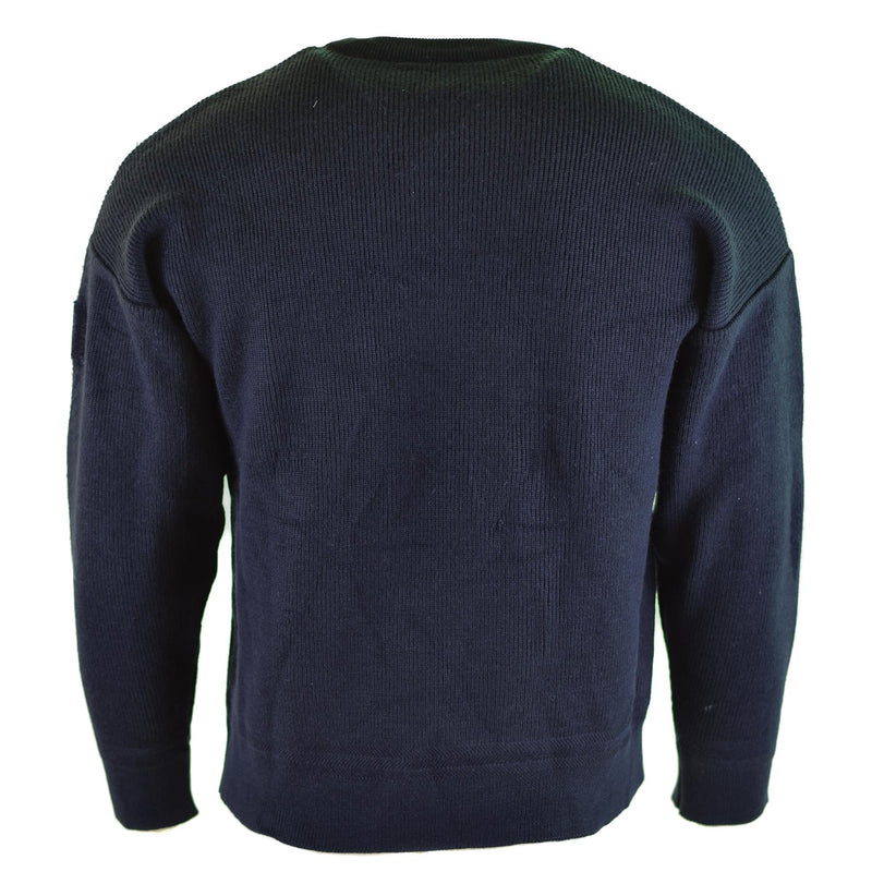 Äkta franska arméns pullover blå kommando jumper militär tröja rund hals