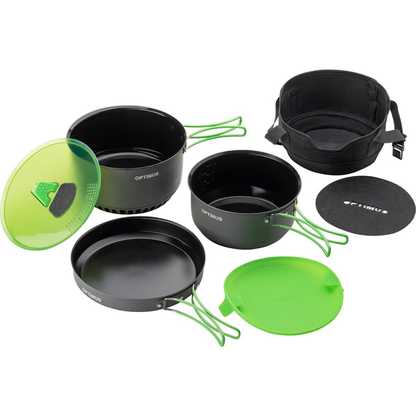 Optimus Terra Camp 4 Pot Set Cooking Non-Stick Camping Camper Outdoor Kit 7 Part