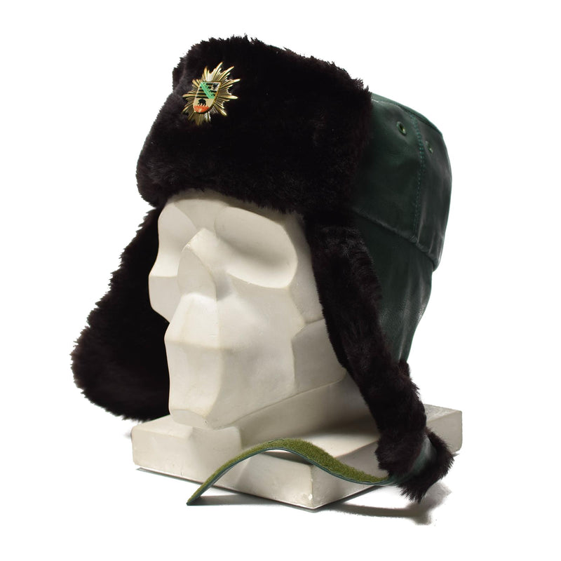 Original tysk polis varm vinterhatt kallt väder faux päls ushanka märke nytt