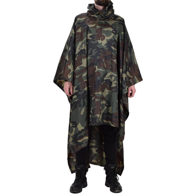 Original turkisk militär kamouflage poncho vattenbeständig ripstop huva armé