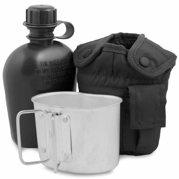 U.S. Army Style Canteen M1 Vattenflaska med Cover Cup & Alice Clips US Military