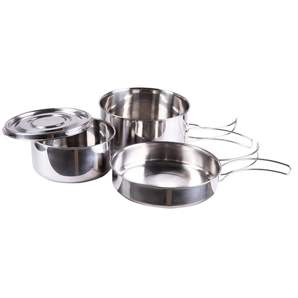 Mil-Tec Cooking Set rostfritt stål 4 stycken Köksredskap camping utomhusredskap
