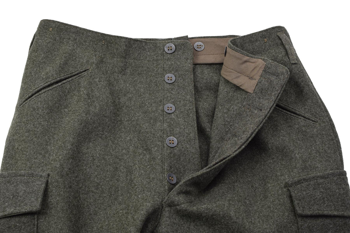Original Swedish Army M39/58 Fältbyxa Ull Cargo Surplus Olivgrön