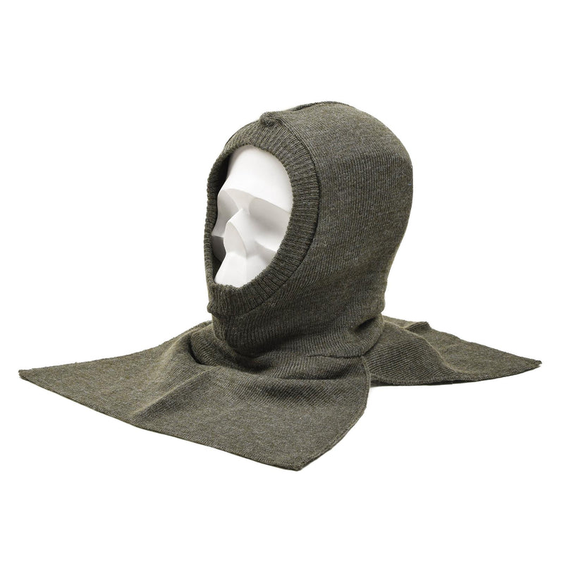 Original Belgien militär varm olivbalaclava huvudkläder ull rib stickad ny