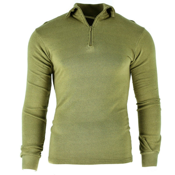 Original British Army Tricot Shirt dragkedja undertröja dragkedja termisk grön od