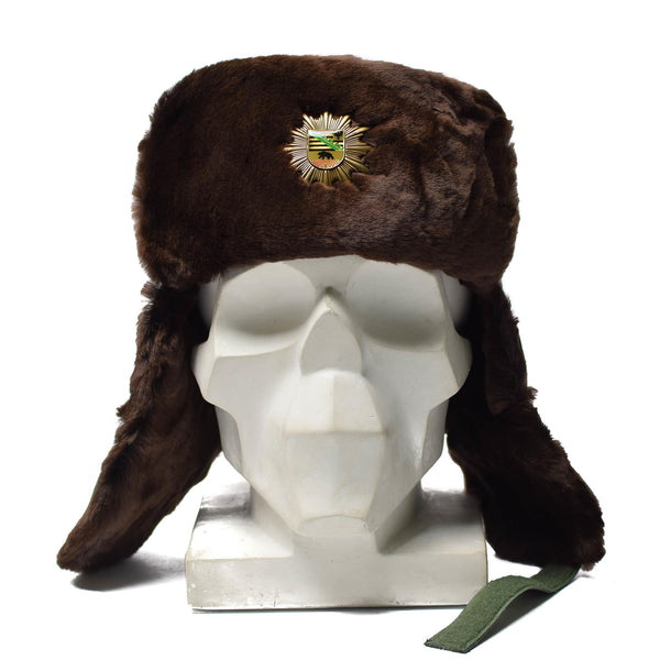 Original tysk polis varm vinterhatt kallt väder faux päls ushanka märke nytt