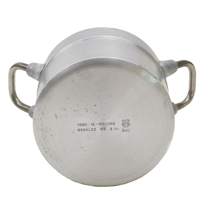 Original tysk militär aluminium 2 liter potten lock vandring bw armé mess kit ny