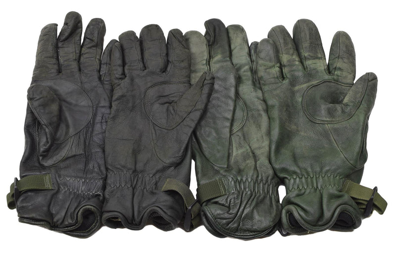 Original British Military Mk II läderhandskar fodrade mörkgrön handskydd