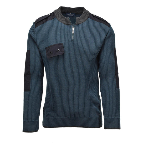 Äkta holländska militära pullover rib stickade kallt väder blå aktivt tröja tröja