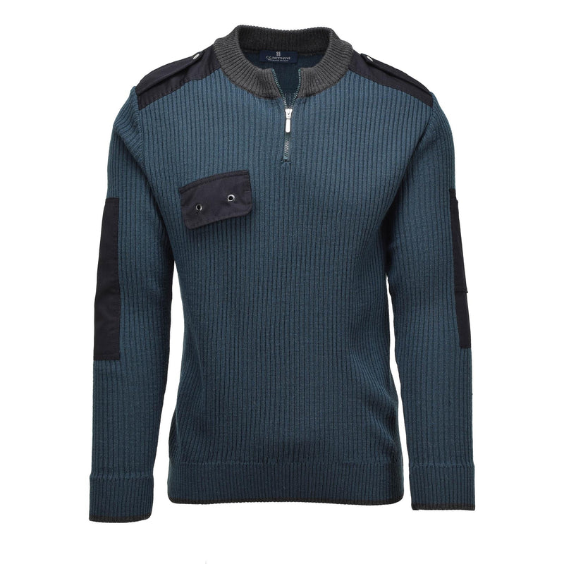 Äkta holländska militära pullover rib stickade kallt väder blå aktivt tröja tröja
